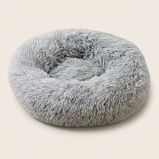 WilderPaw DenRest calming plush round dog bed in grey