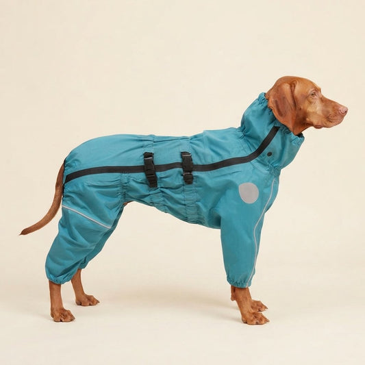 WilderPaw RainArmor waterproof dog raincoat in lake blue