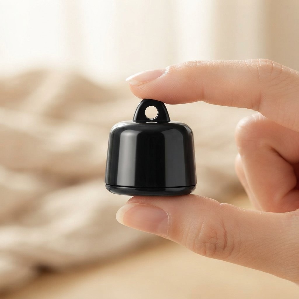 Close-up of the tiny lightweight WilderPaw RoamTag held in hand