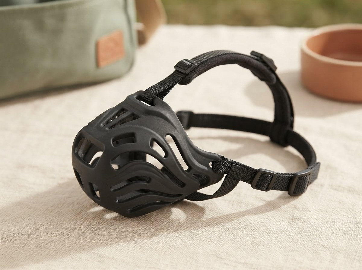 Detail of the WilderPaw SnoutGuard breathable basket and adjustable straps