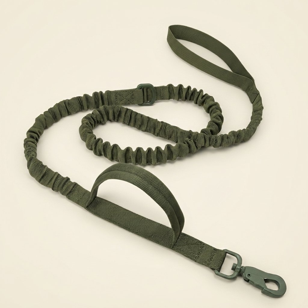 WilderPaw TrailLeash bungee dog leash with two handles in olive green