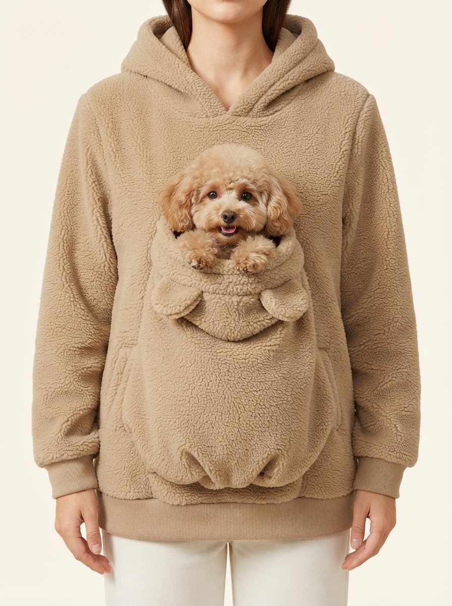 WilderPaw RoamHood pet carrier hoodie in camel