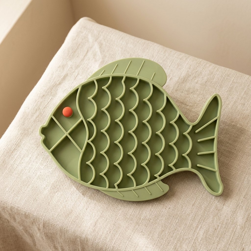 WilderPaw SlowBowl fish slow feeder, sage green